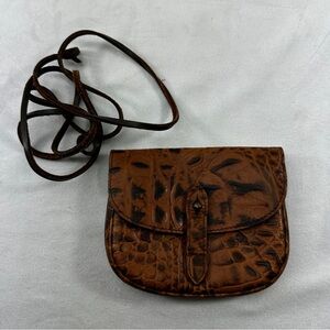 Vintage Banana Republic Leather Crossbody Mini Save The Crocodile Brown Elegant